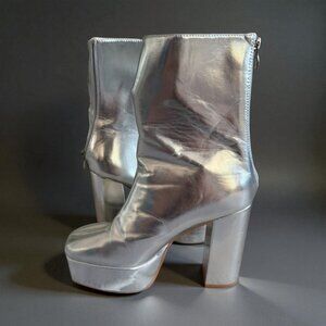 LEMONDROP by Privileged Silver Metallic Platform Boots Size 9
